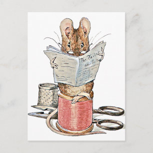 Tailor Mouse on Spool of Thread Vykort