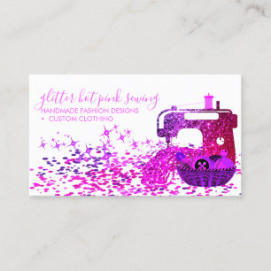 Tailor Sewing Maskin Neon Rosa Script Namn Visitkort
