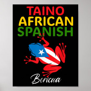 Taino afrikansk spansk Coqui Puerto Rico flagga Bo Poster
