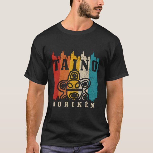 Taino Boriken Sol Puerto Rico Taina Boricua T Shirt (Framsida)