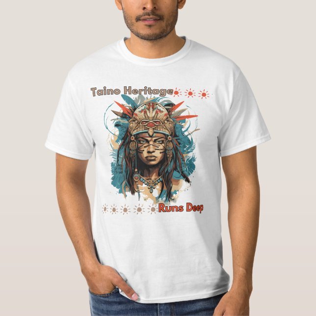 Taíno Heritage Springa Deep T Shirt (Framsida)