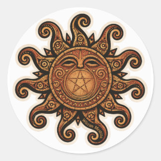 Taíno-inspirerad Sol de Jayuya & Wiccan-pentagram Runt Klistermärke