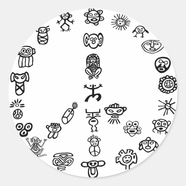 Taino Peace Runt Klistermärke (Framsida)