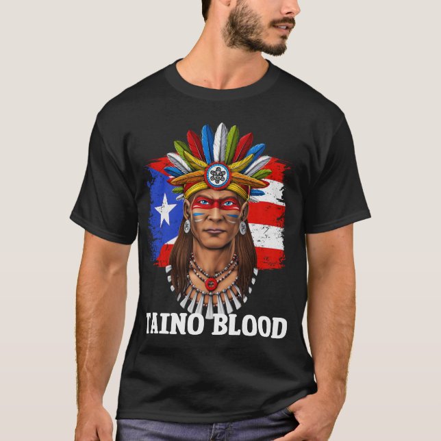 Taino Puerto Rican Warrior T Shirt (Framsida)