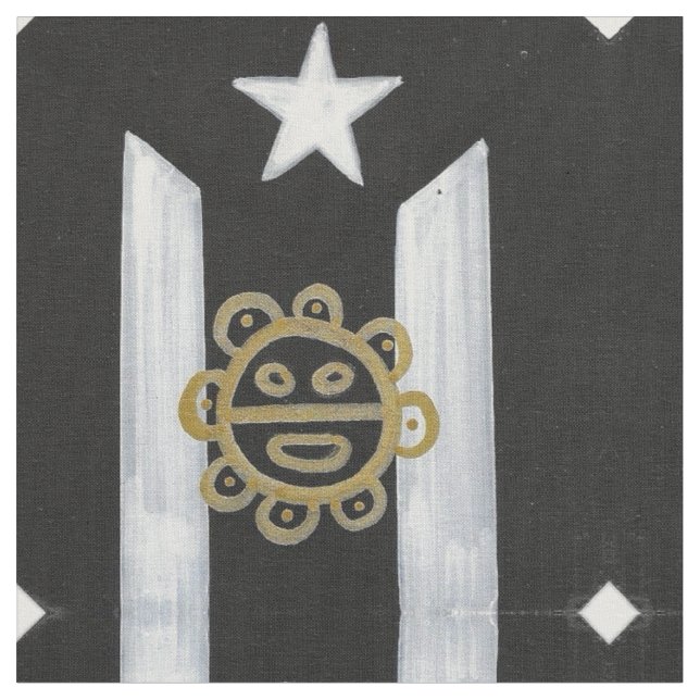 Taino Sol över BlkWht Tyg (Närbild)