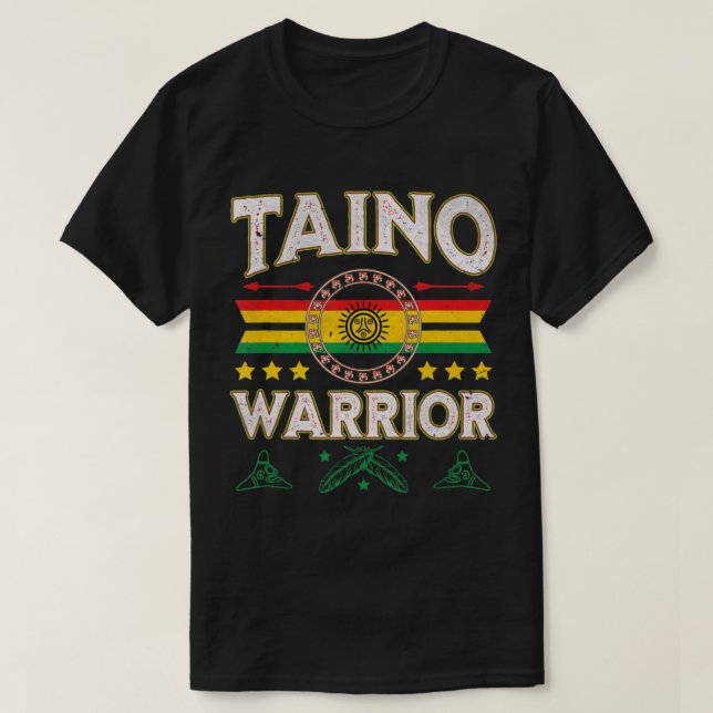 Taino Warrior Flagga Native American Arawak Borike T Shirt (Design framsida)