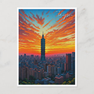 Taipei 101 Taiwan Sunset Vykort