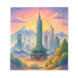 Taipei City Taiwan Siluett Vattenfärg Anteckningsblock