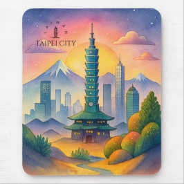 Taipei City Taiwan Siluett Vattenfärg Musmatta