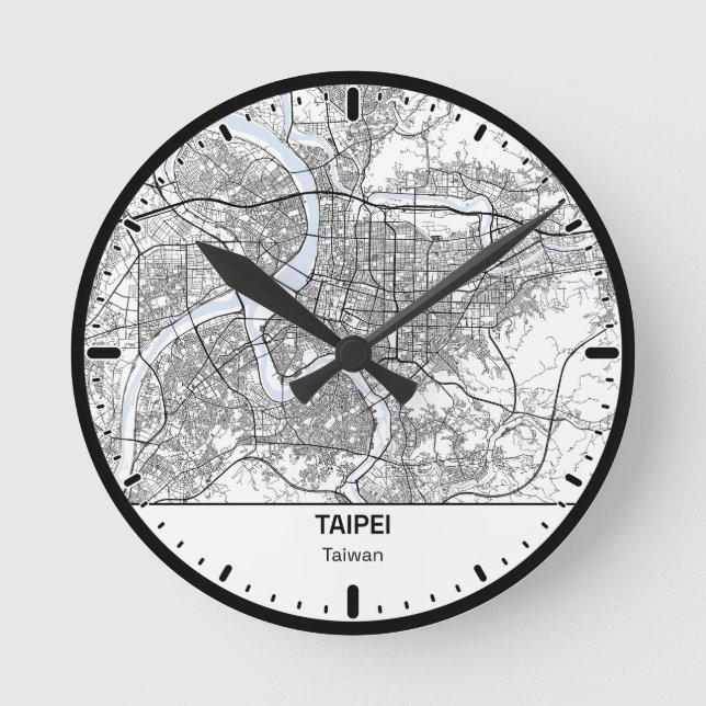 Taipei Clock City Line Art Rund Klocka (Framsida)