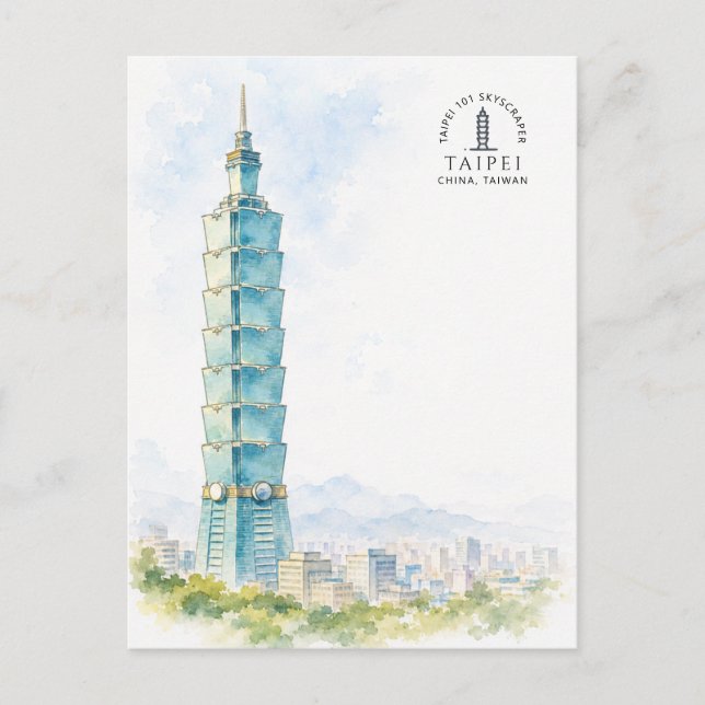 Taipei Kina Berömd Ikonisk Landmark | Resa Vykort (Framsida)