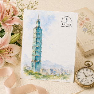 Taipei Kina Berömd Ikonisk Landmark Resa Vykort