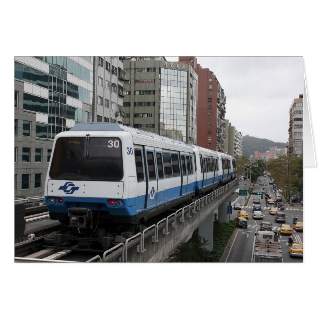 Taipei Metro som lämnar den Liuzhangli stationen, Hälsningskort (Framsidan Horizontal)