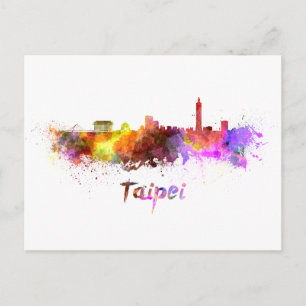 Taipei-skylin, vattenfärg vykort