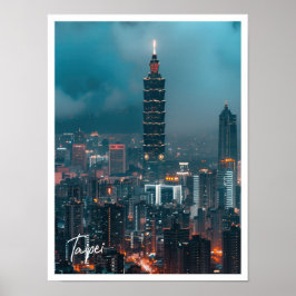Taipei skyline vid dusk Art-resande berömd ställe Poster