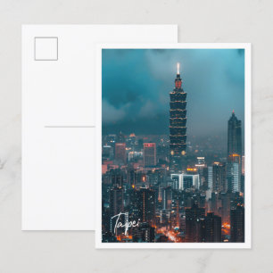 Taipei skyline vid dusk Art-resande berömd ställe Vykort