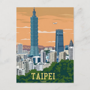 Taipei-staden vintage resor vykort