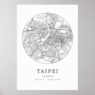 Taipei Taiwan City Karta Poster