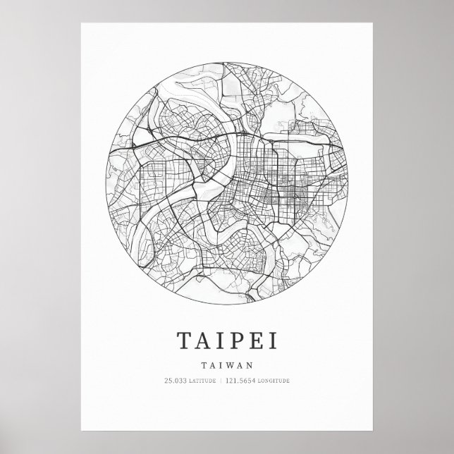 Taipei Taiwan City Karta Poster (Framsidan)