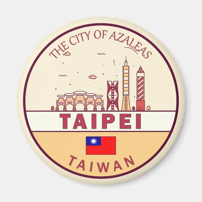Taipei Taiwan City Skyline Emblem Magnet (Framsidan)
