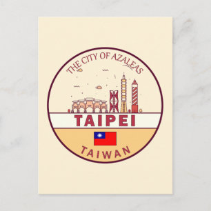 Taipei Taiwan City Skyline Emblem Vykort