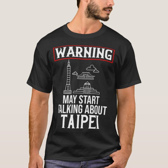 Taipei Taiwan City Skyline Karta Travel T Shirt (Framsida)