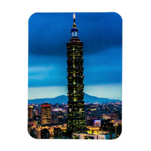 Taipei Taiwan horisont på natten Magnet