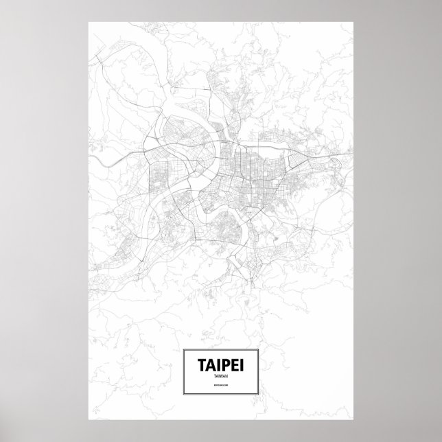 Taipei, Taiwan (svart på vitt) Poster (Framsidan)