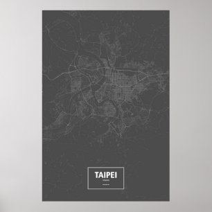 Taipei, Taiwan (vit på svart) Poster