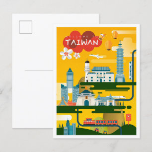 Taiwan Art Travel Illustration Vykort
