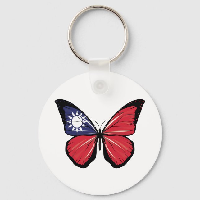 Taiwan Butterfly Flagga Nyckelring (Framsida)