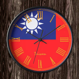 Taiwan Clock, Modern husdesign, taiwanesisk Flagga Rund Klocka