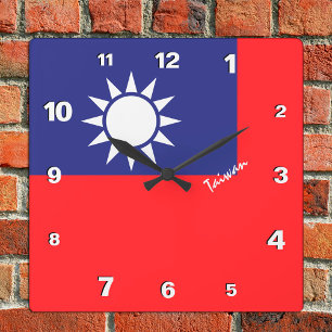 Taiwan Clock, patriotiskt hem, Taiwanesiska Flagga Fyrkantig Klocka