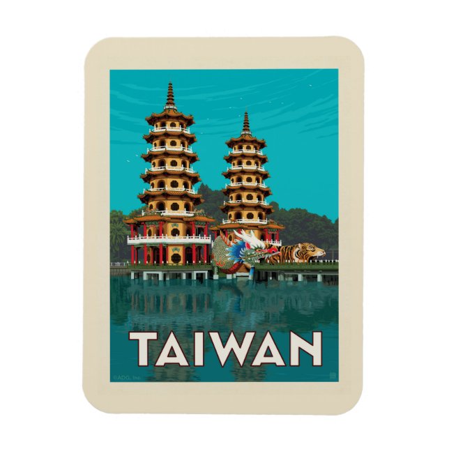 Taiwan | Dragon and Tiger Pagodas Magnet (Vertikal)