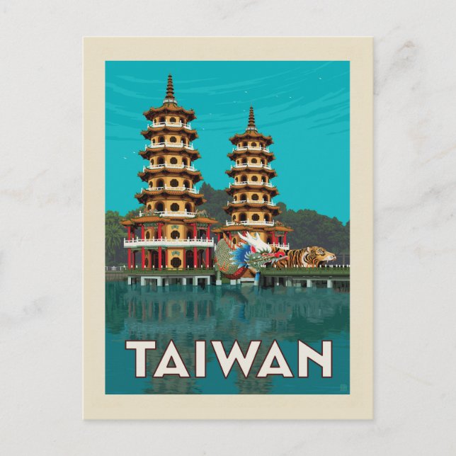 Taiwan | Dragon and Tiger Pagodas Vykort (Framsida)