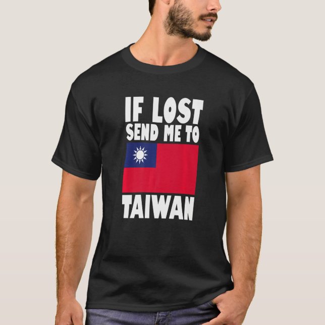 Taiwan Flag Design  If lost send me to Taiwan Prem T Shirt (Framsida)