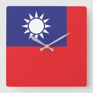 Taiwan Flagga Fyrkantig Klocka