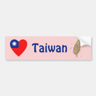 Taiwan Flagga Hjärta + Karta Bildäckslimma Bildekal