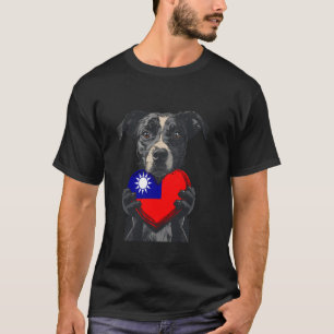 Taiwan Flagga Hund Hjärta Taiwanesiska Rötter Taiw T Shirt