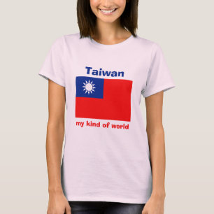 Taiwan flagga + Karta + TextT-tröja T-shirt