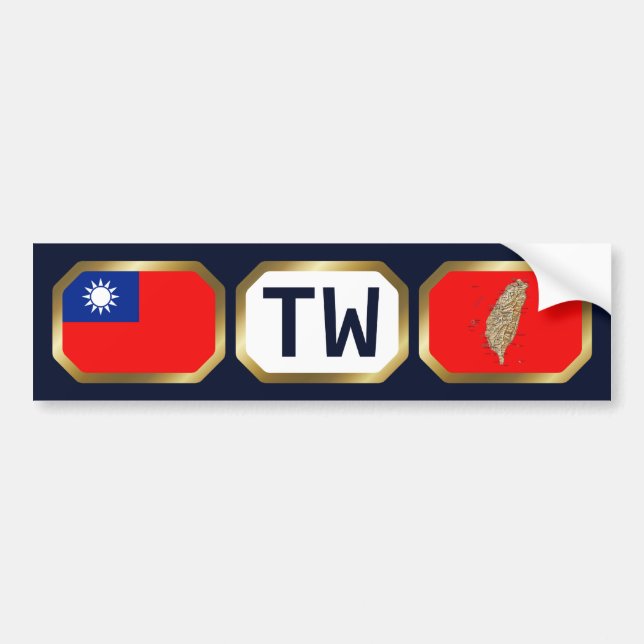Taiwan Flagga Kartkod Bildäckslim Bildekal (Framsidan)