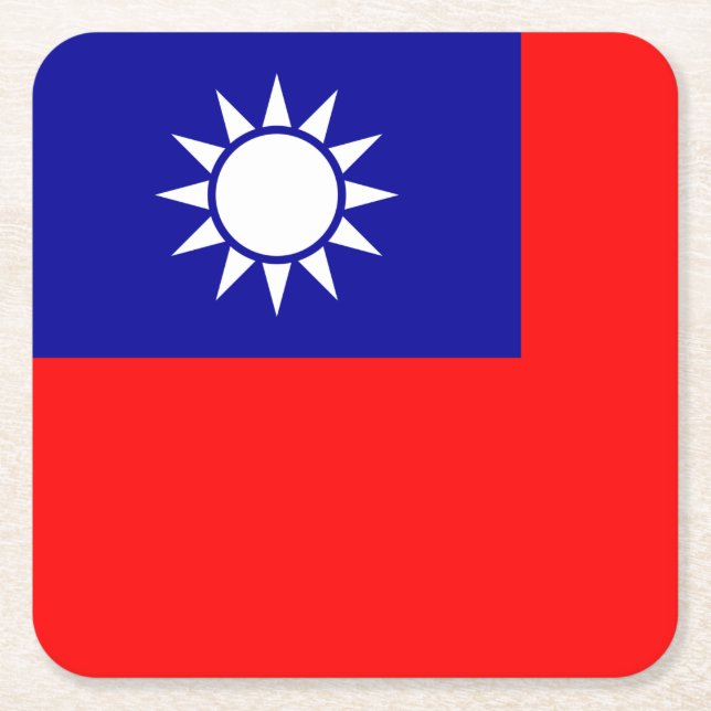 Taiwan Flagga: Republiken China, Taiwan Underlägg Papper Kvadrat (Framsidan)