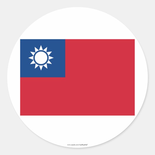 Taiwan Flagga Runt Klistermärke (Framsida)