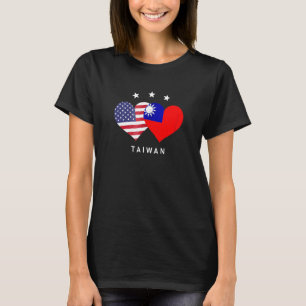 Taiwan Flagga Usa Flagga Kärlek Hjarta T Shirt