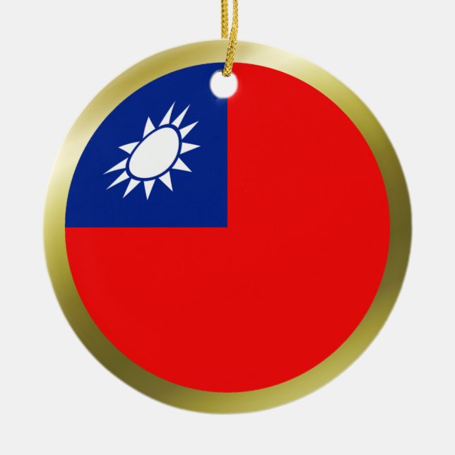 Taiwan flaggprydnad julgransprydnad keramik (Framsidan)
