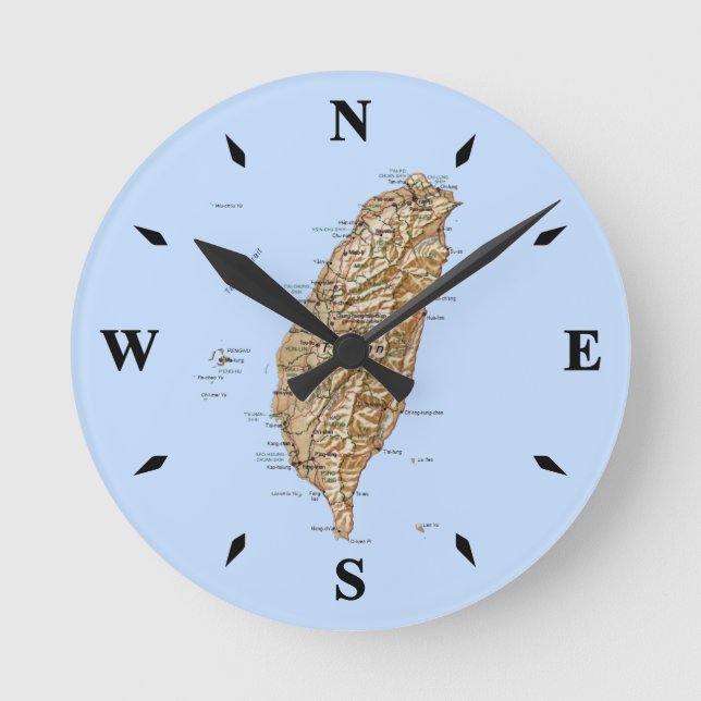 Taiwan Karta Clock Rund Klocka (Framsida)