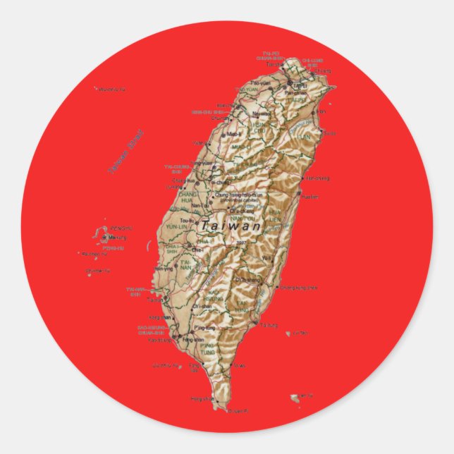Taiwan Karta Sticker Runt Klistermärke (Framsida)
