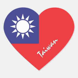 Taiwan-klistermärke, hjärta, patriotisk taiwanesis hjärtformat klistermärke