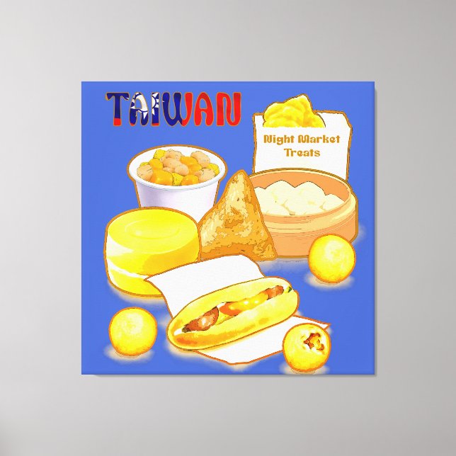Taiwan Nattmarknad Godbitar - Dim Sum Taro-bollar  Canvastryck (Framsida)