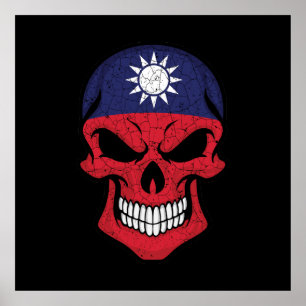 Taiwan Smiling Skull Flagga Poster